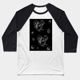 Squirrel with acorn and pinecone - Woodland Baseball T-Shirt